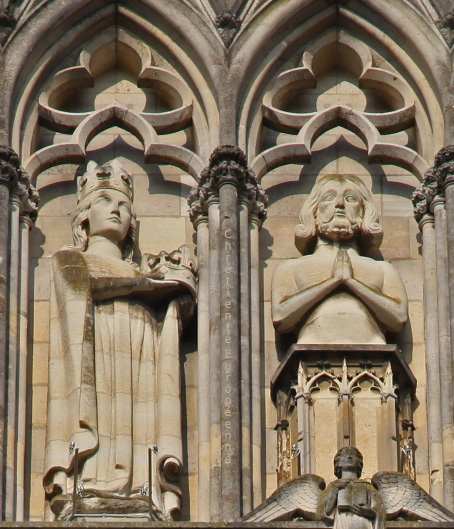 Clodide before Clovis detail from Cathedral de Notre Dame in Reims