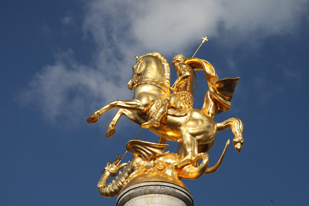 statute of Saint George in the center of Tblilisi